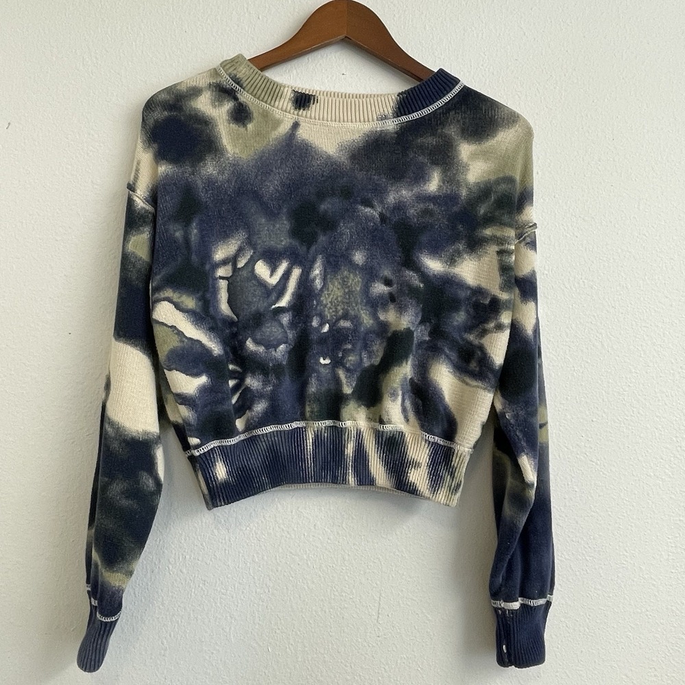 Natural Life Sweater Womens M Blue Tie‎ Dye Cropped Boho Grunge Whimsygoth Comfy